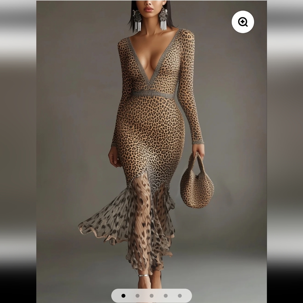 Leopard Print Long Sleeve Dress